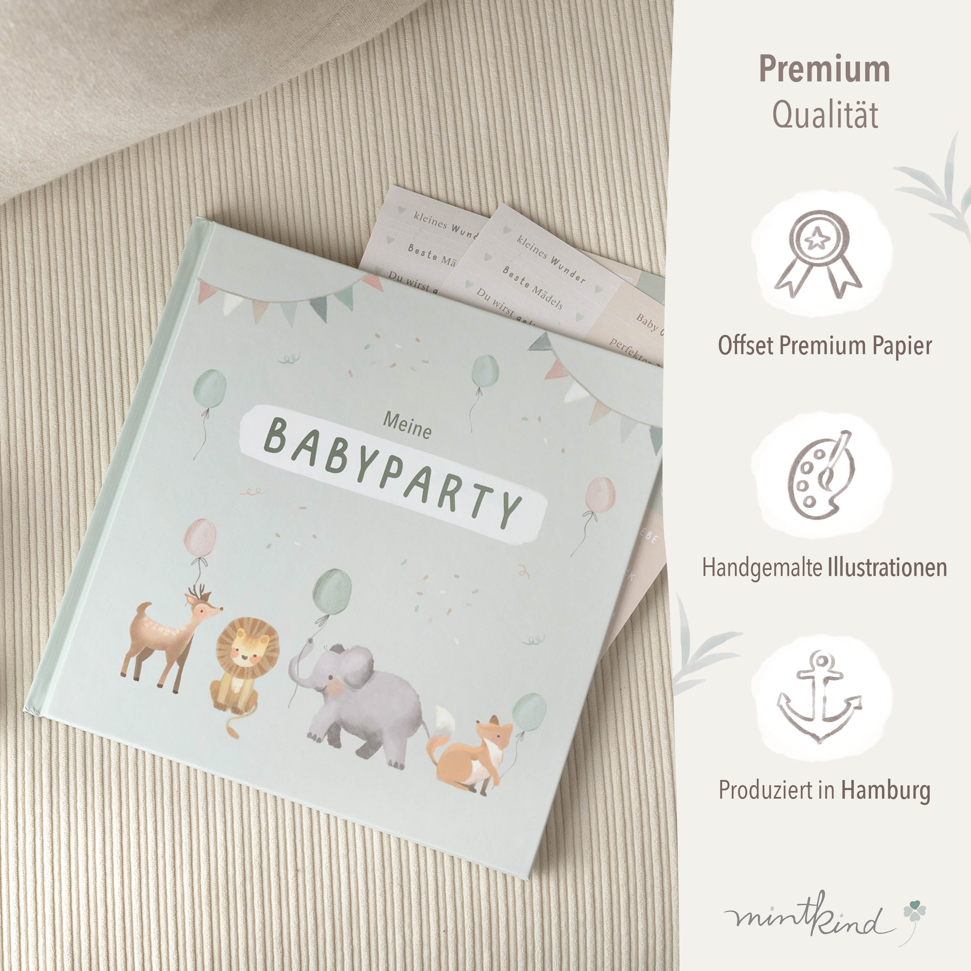 Gästebuch Babyparty Salbei