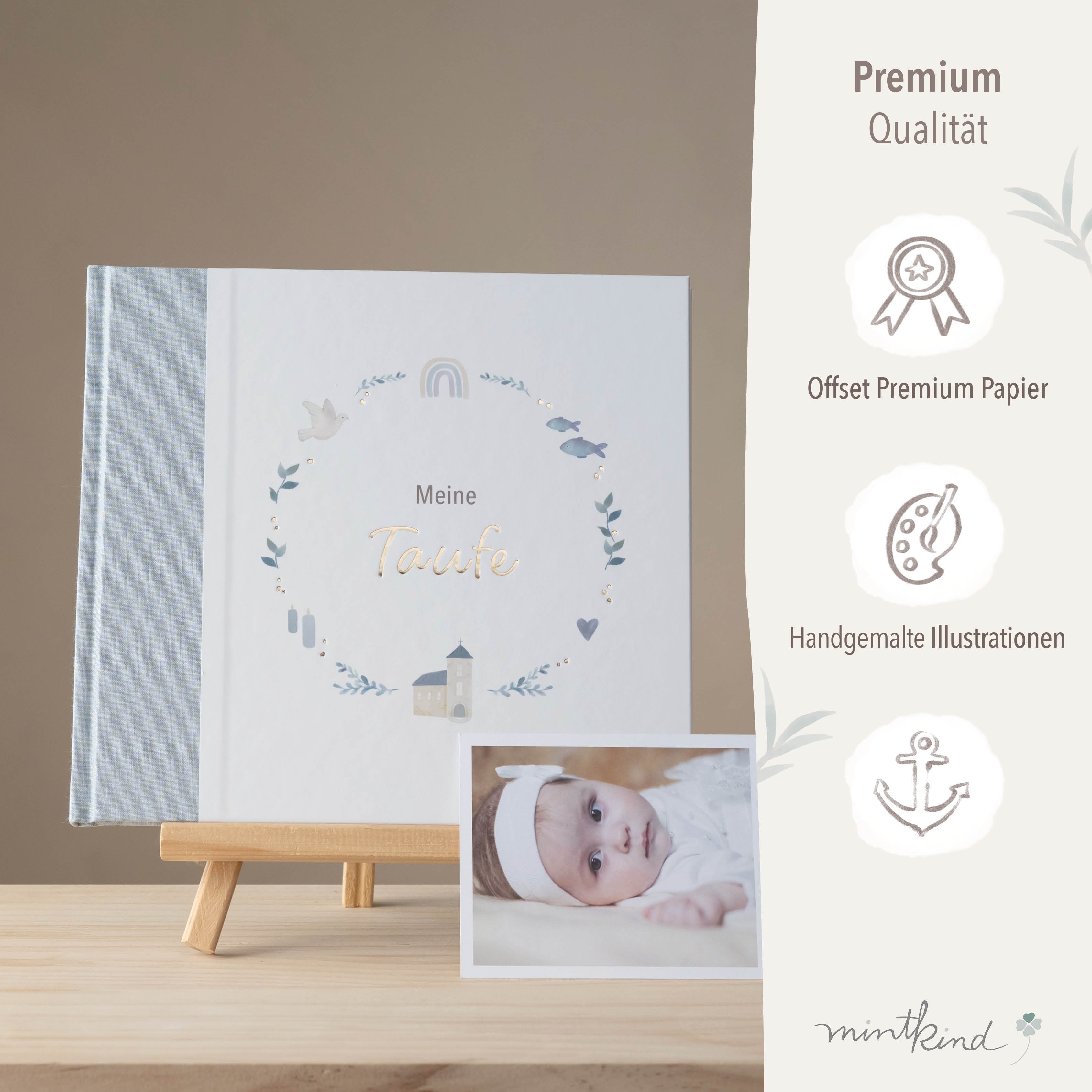 Gästebuch zur Taufe blau land