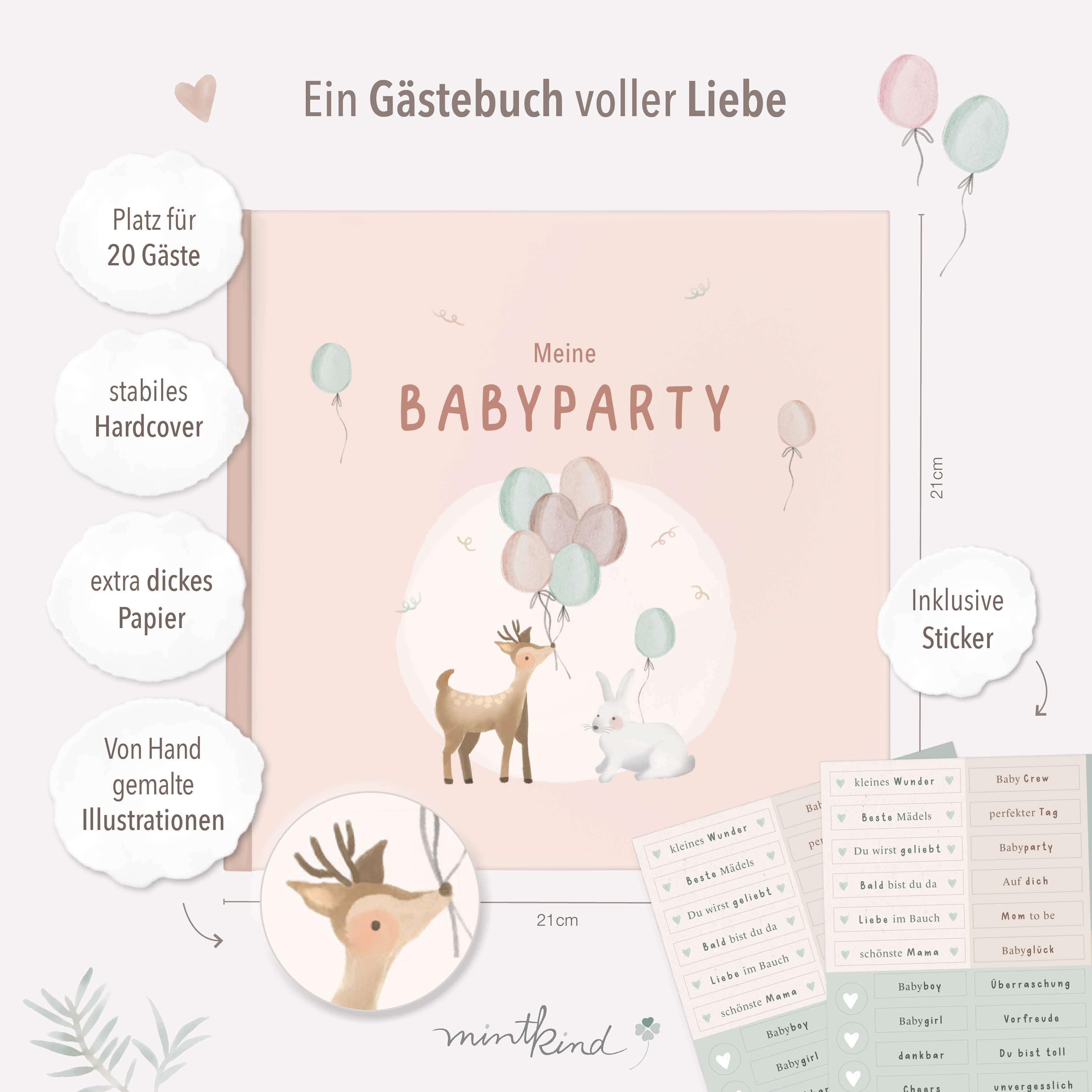 Gästebuch Babyparty Rosa