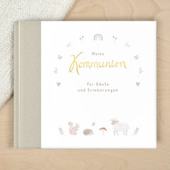 Gästebuch Kommunion beige tiere