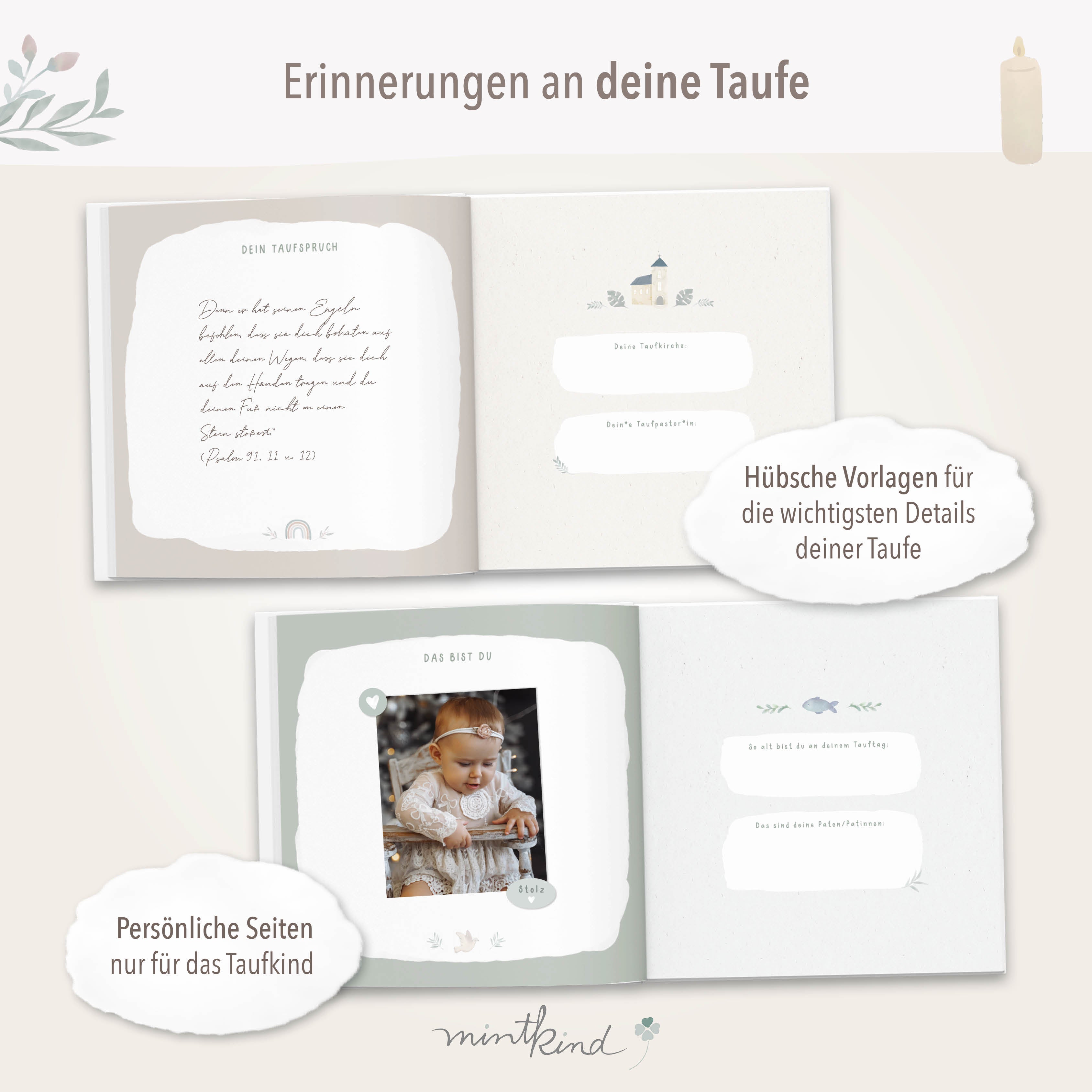Gästebuch zur Taufe beige