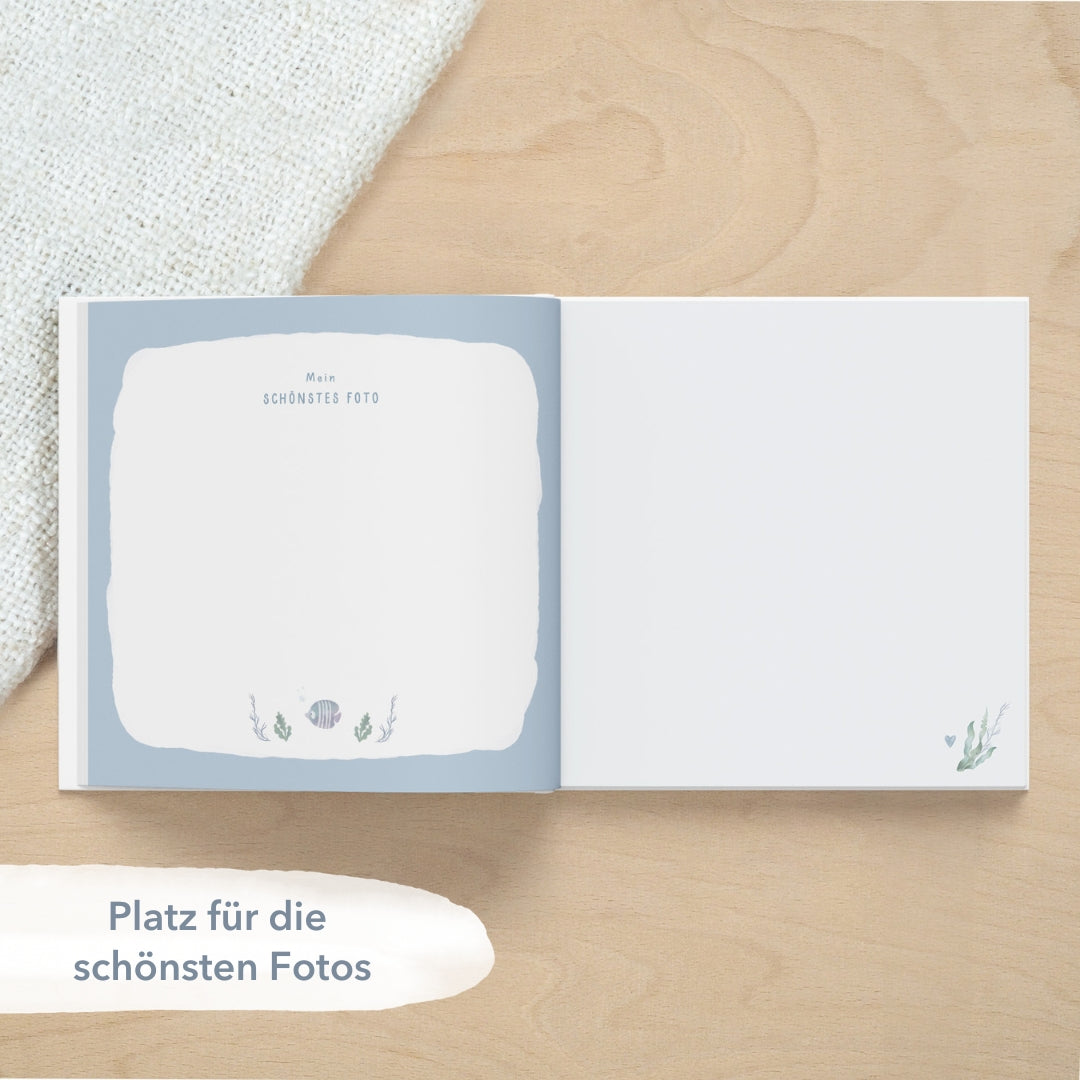 Gästebuch zur Taufe blau Wal