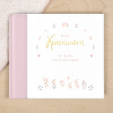 Gästebuch Kommunion rosa blumen