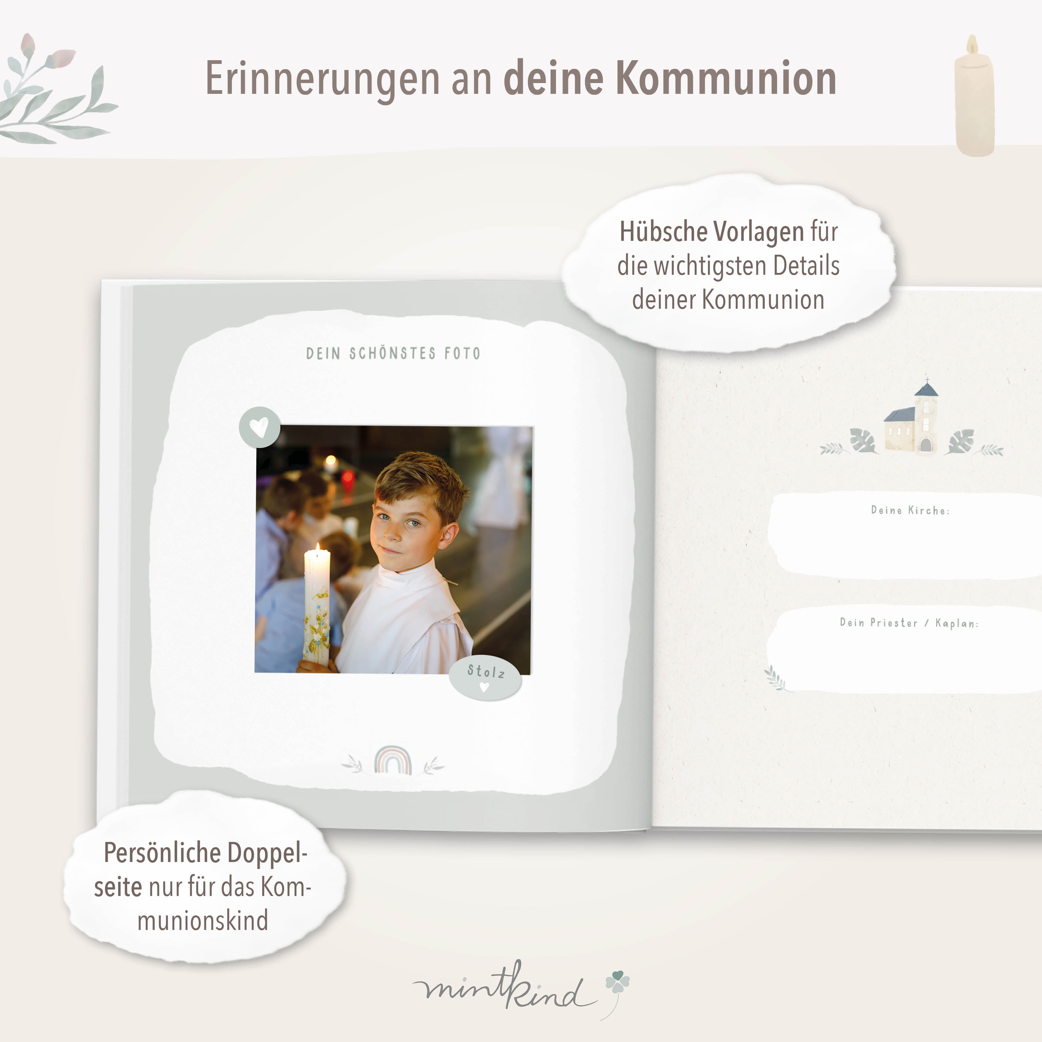 Gästebuch Kommunion rosa