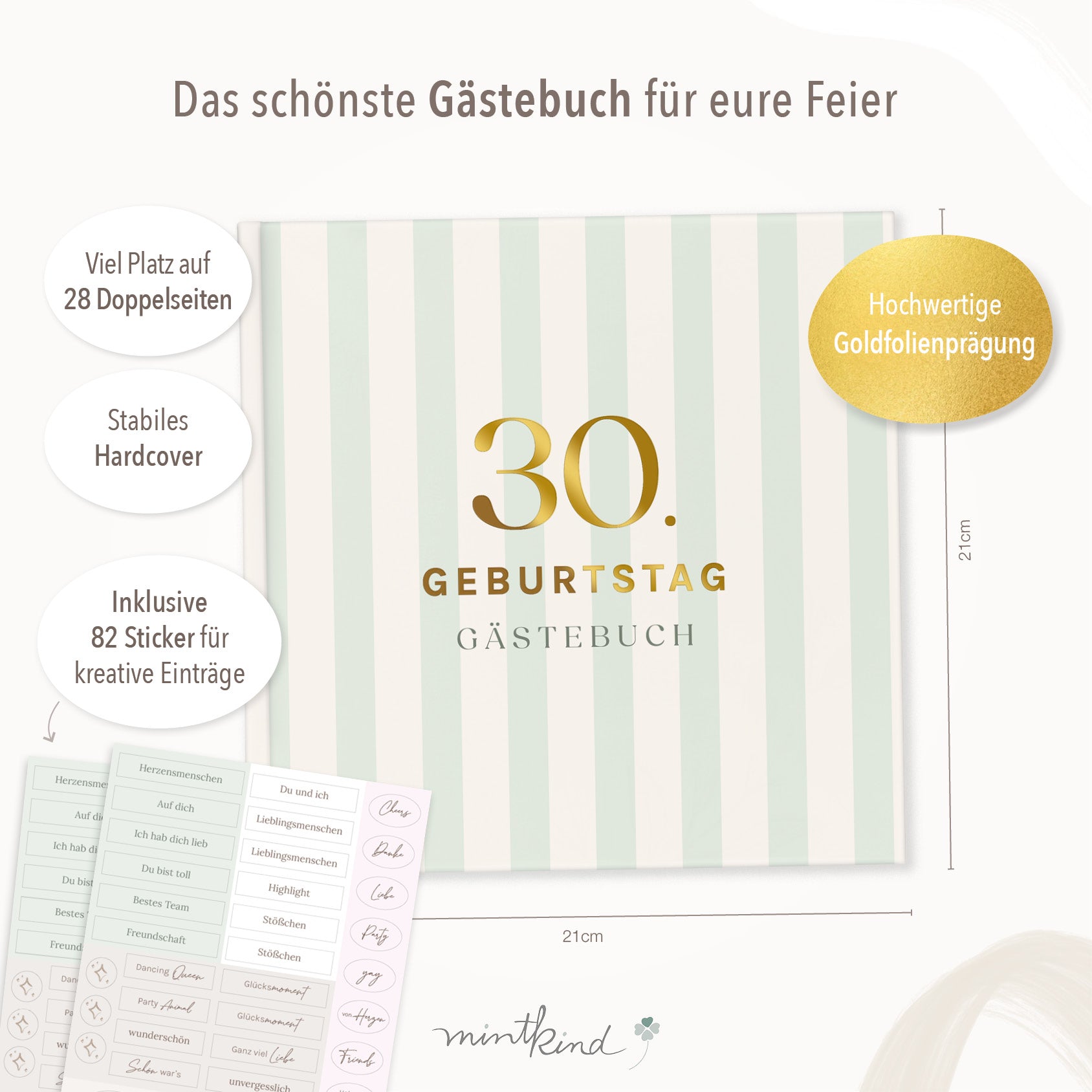 Gaestebuch 30. Geburtstag Streifen