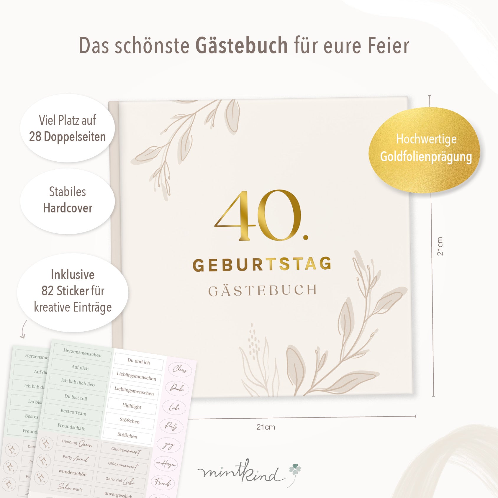 Gaestebuch 40. Geburtstag Beige