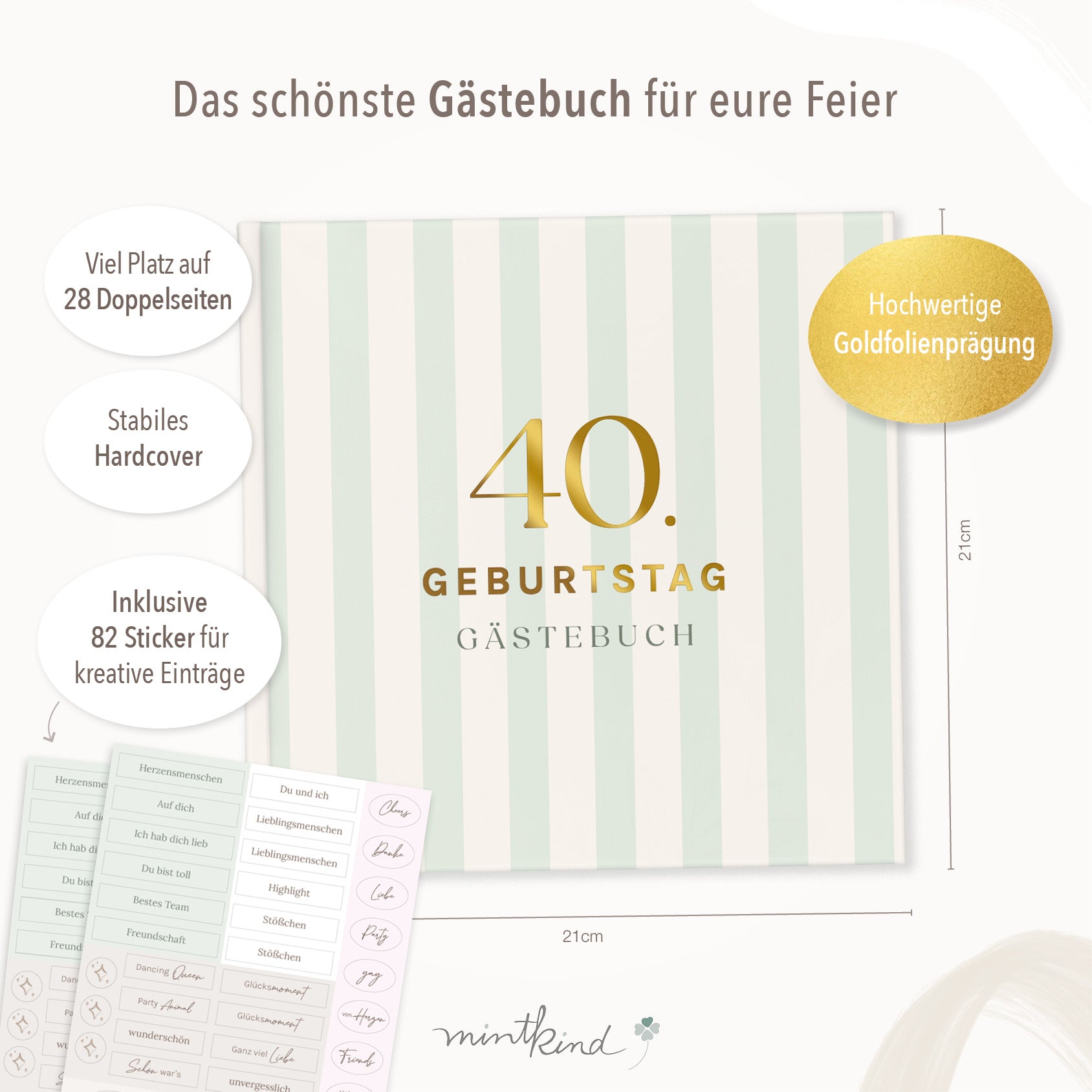Gaestebuch 40. Geburtstag Streifen
