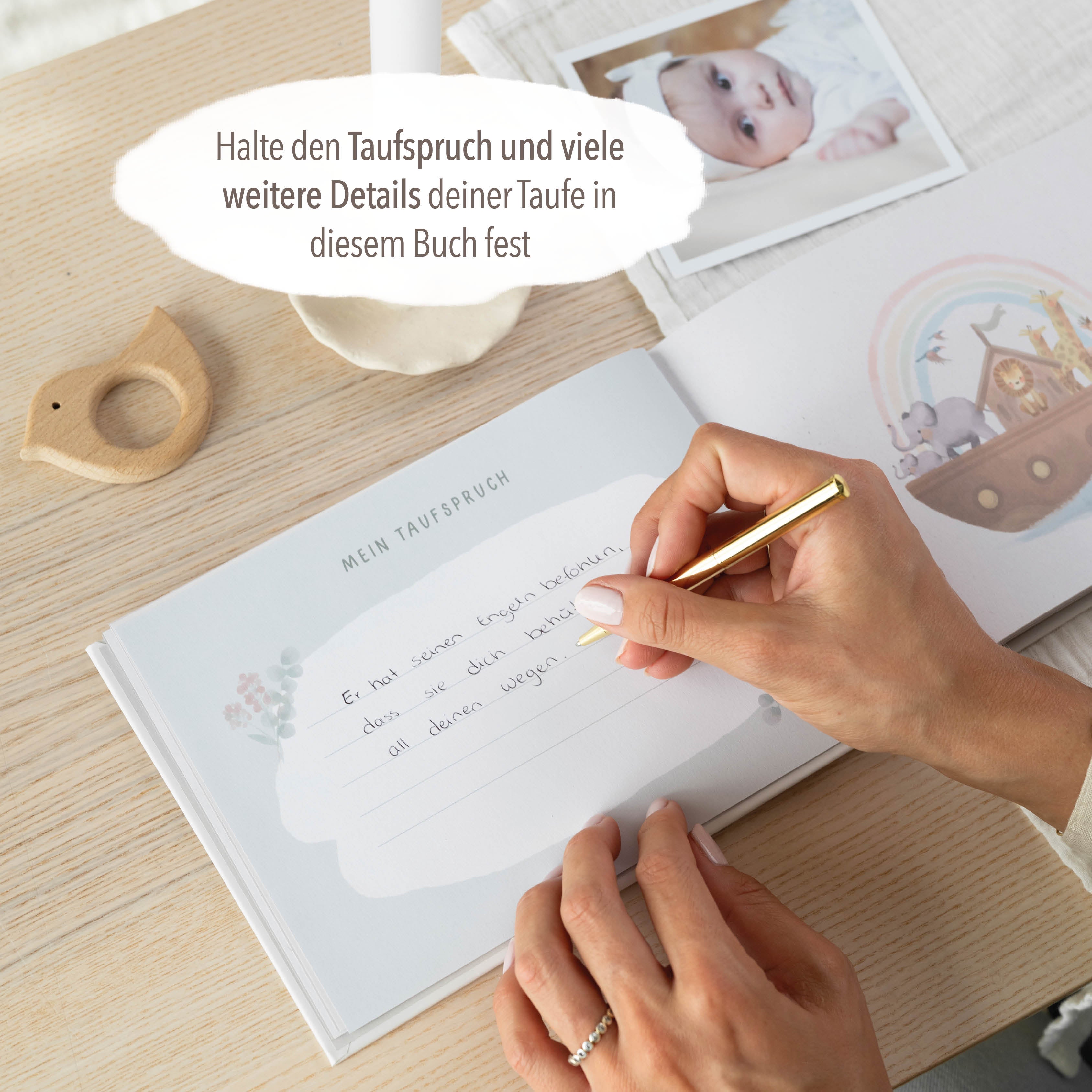 Erinnerungsbuch Taufbuch Arche Rosa