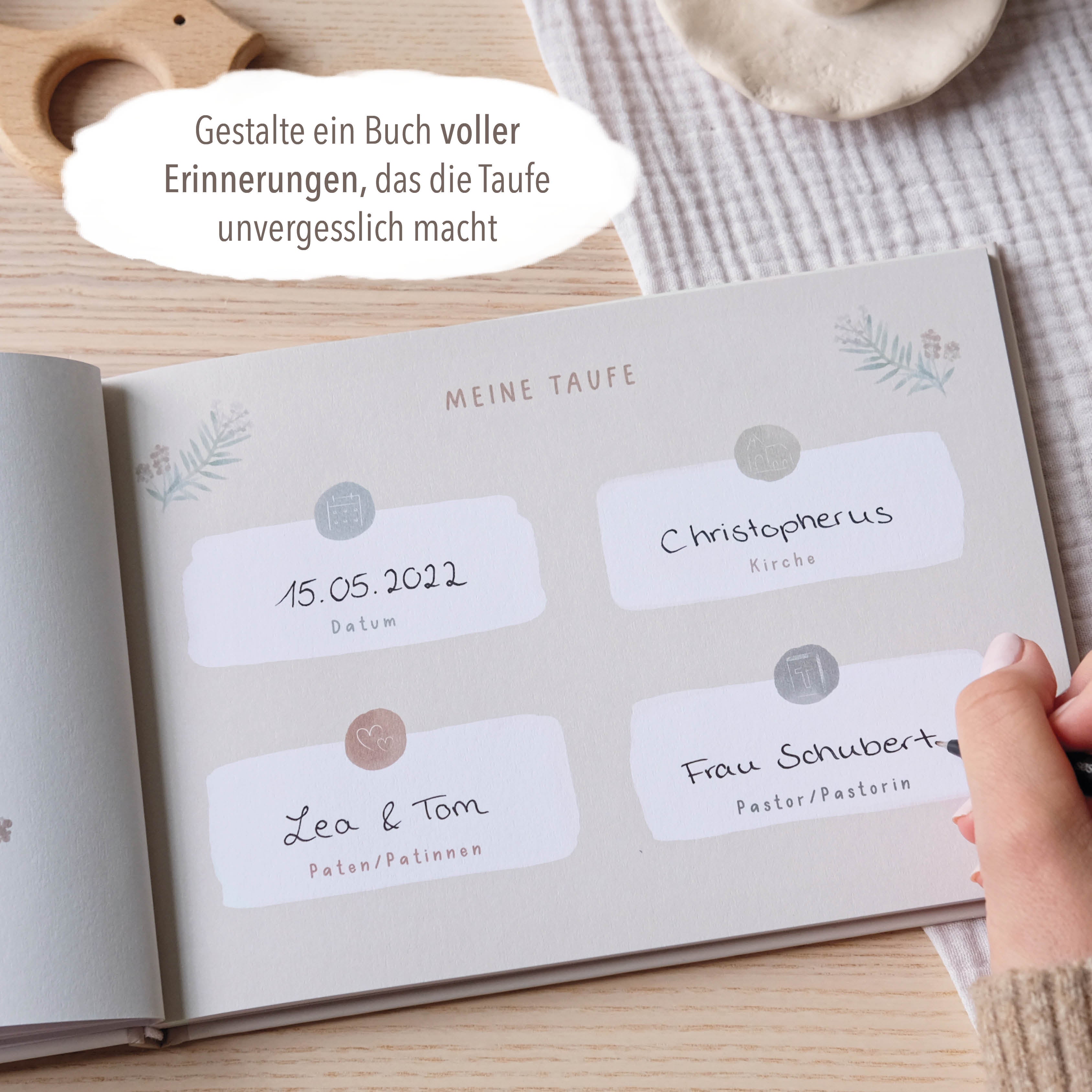 Erinnerungsbuch Taufbuch Arche Beige