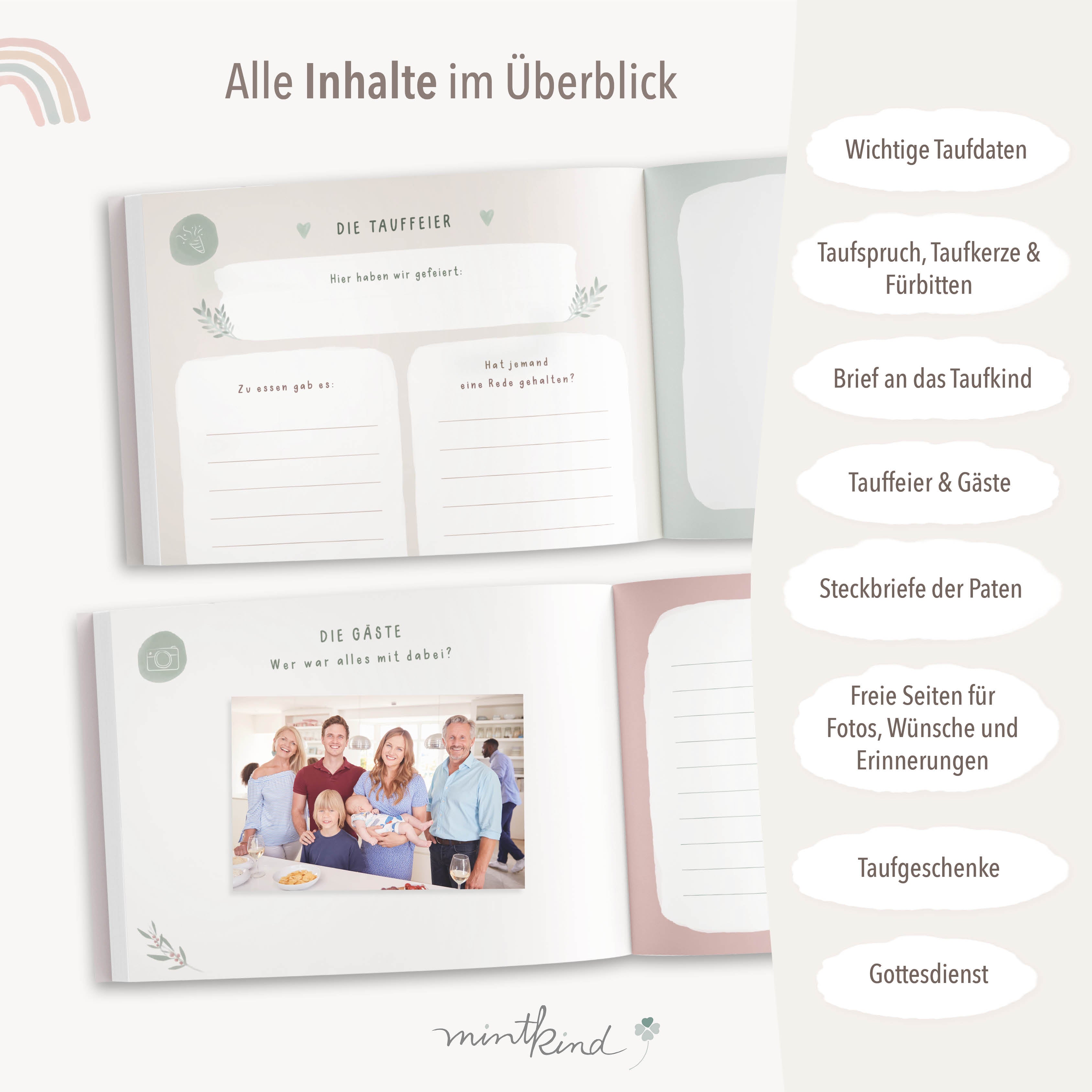 Erinnerungsbuch Taufbuch Arche Salbei