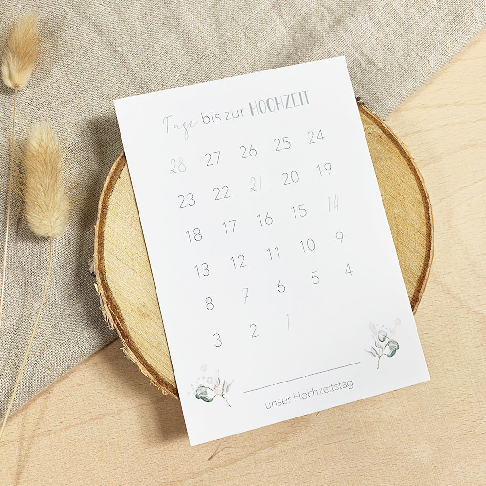 Postkarte Hochzeit "Countdown"
