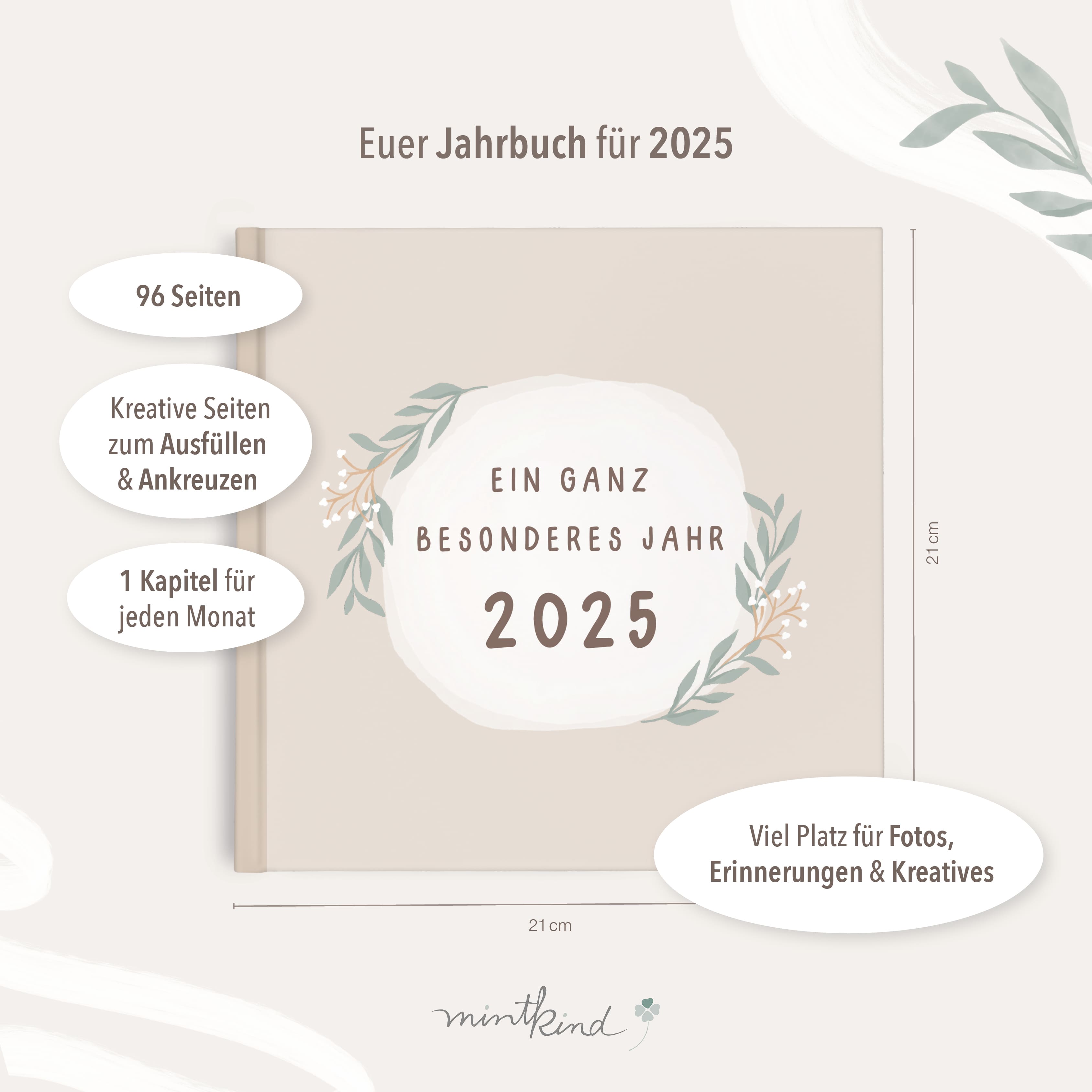 Jahrbuch 2025 Beige Erinnerungen zum Ausfüllen