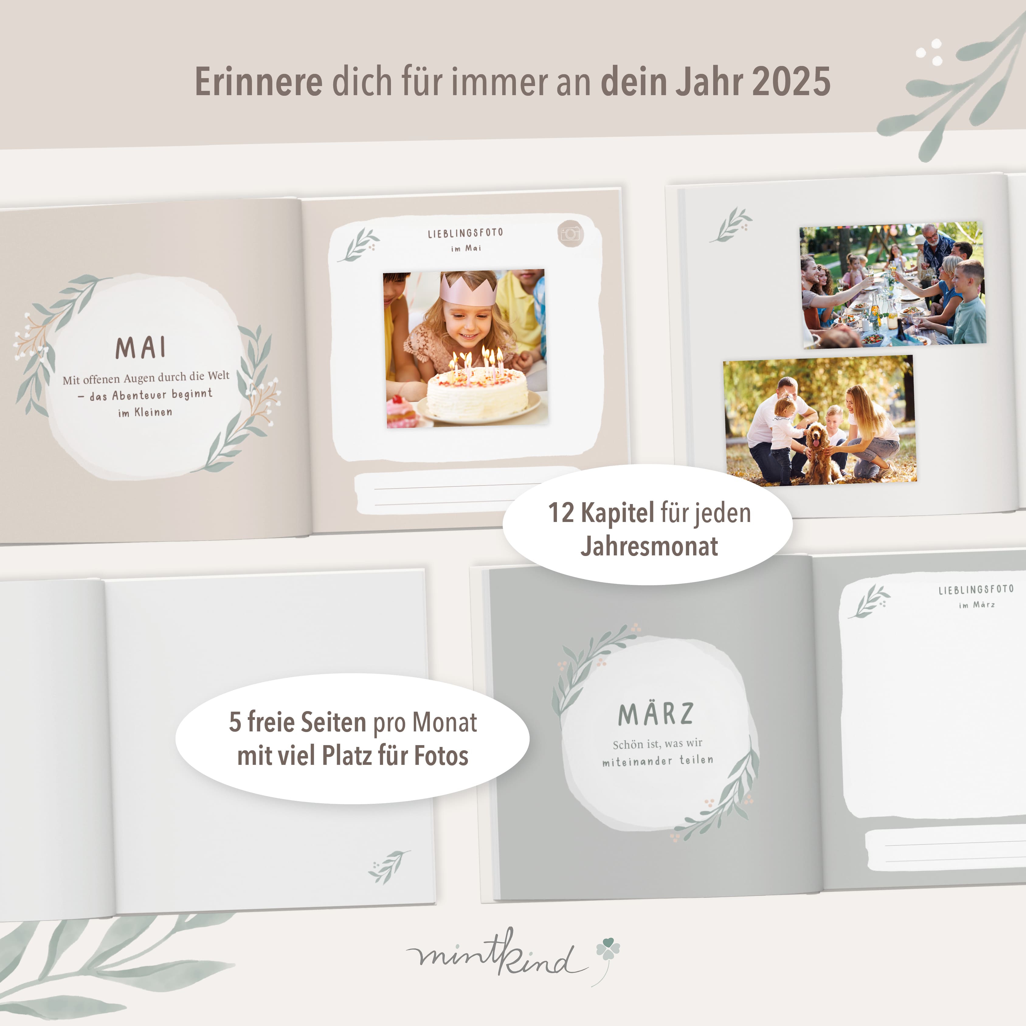 Jahrbuch 2025 Beige Erinnerungen zum Ausfüllen
