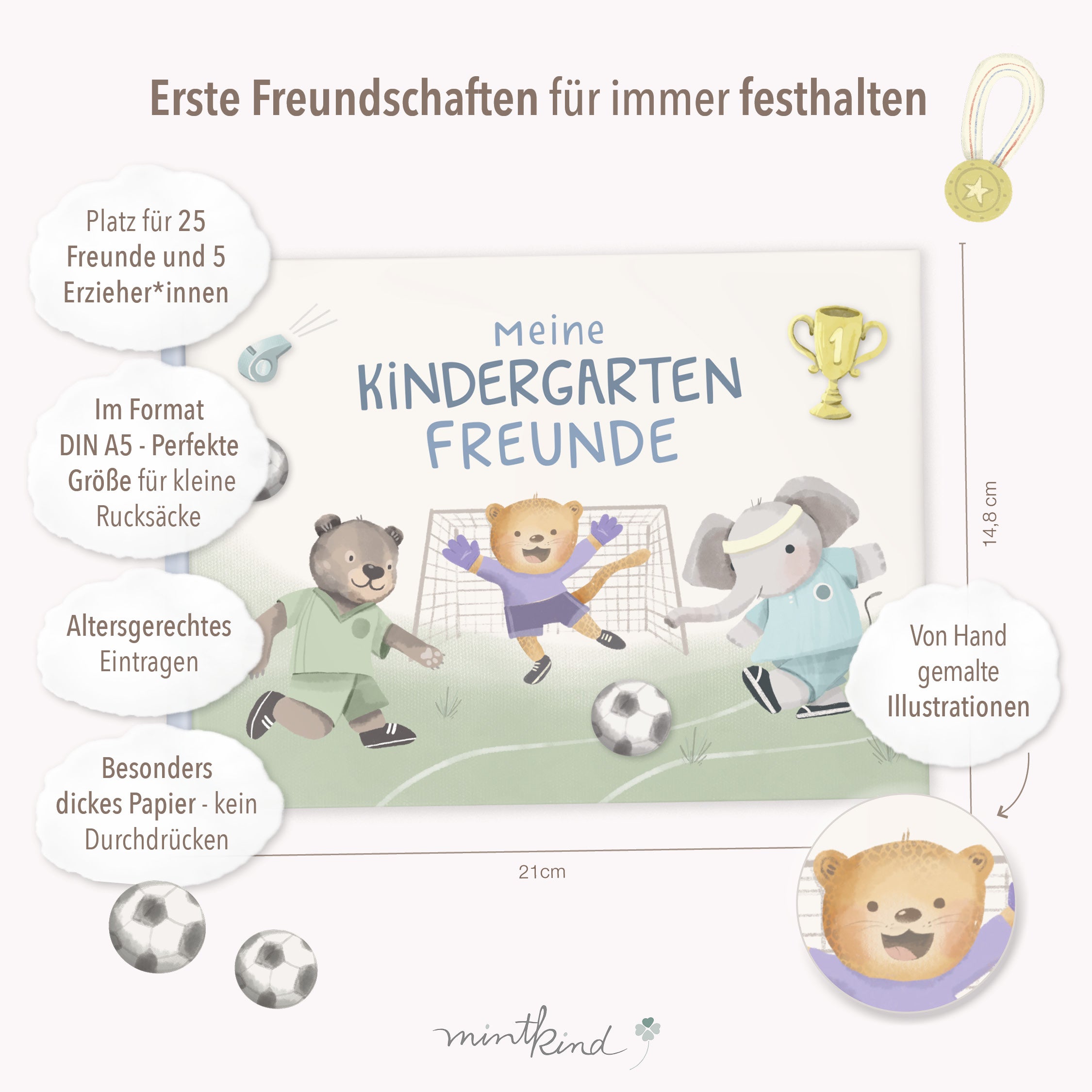 Kindergarten-Freundebuch im Fußball-Design
