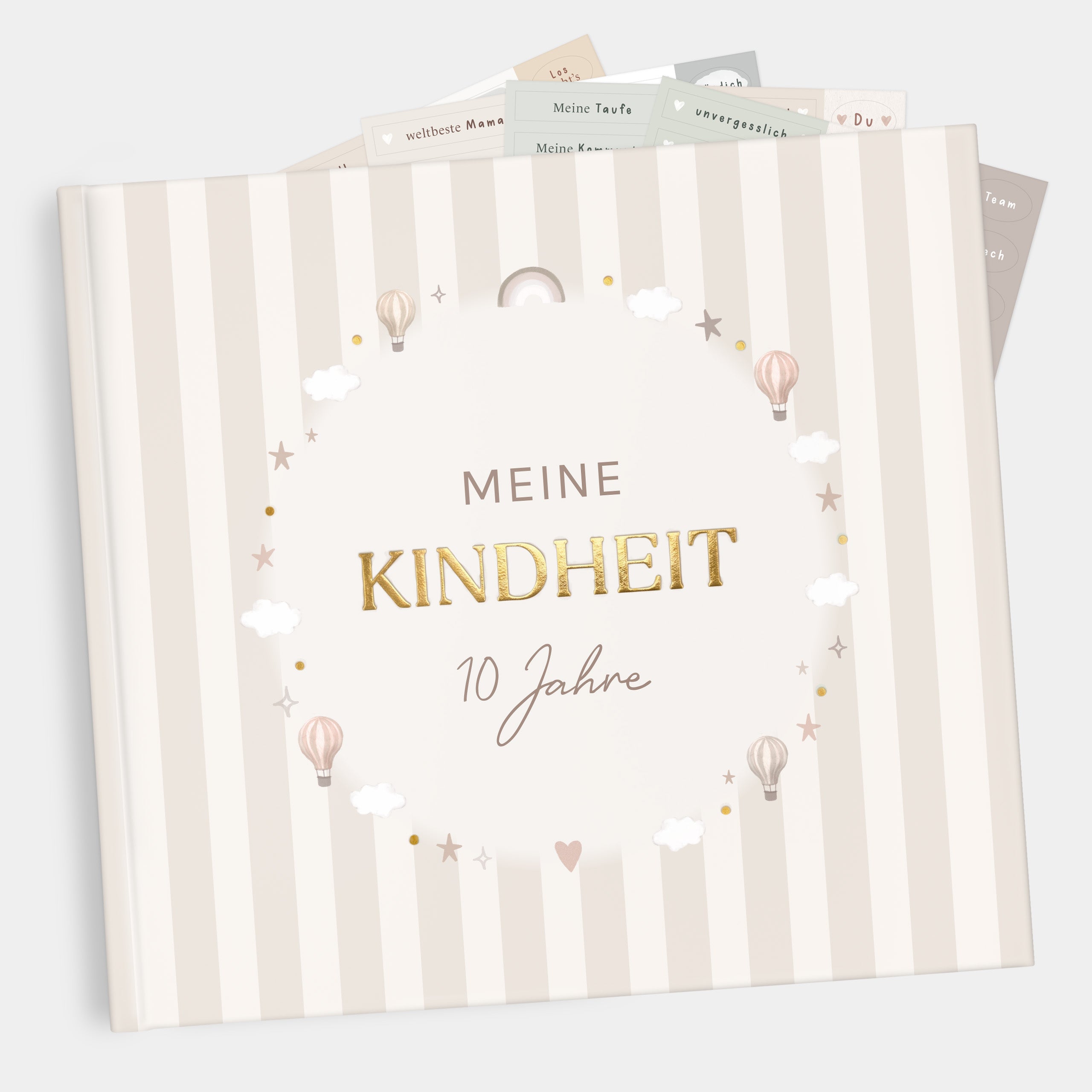 Erinnerungsalbum Meine Kindheit Streifen Beige