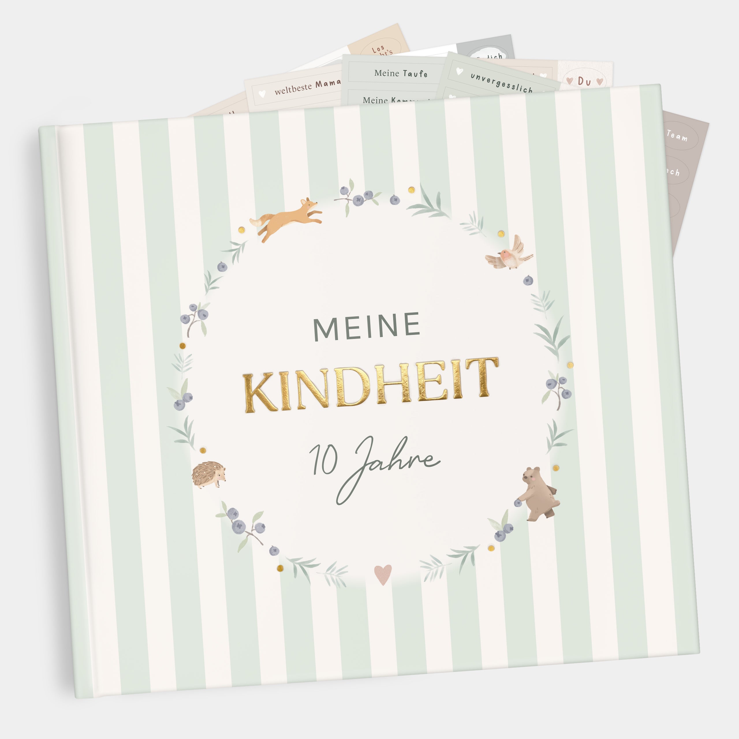 Erinnerungsalbum Meine Kindheit Streifen Salbei