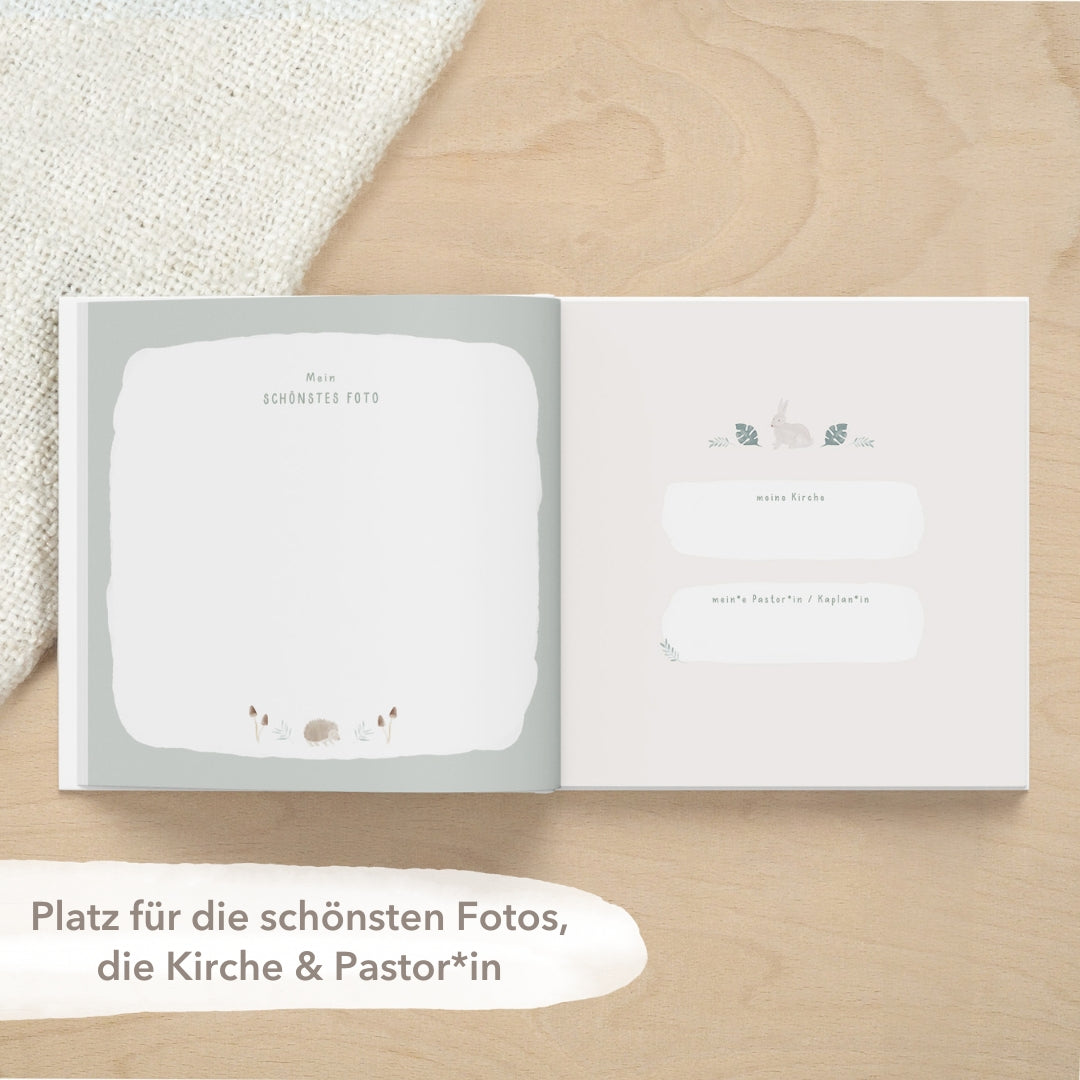 Gästebuch Kommunion beige tiere