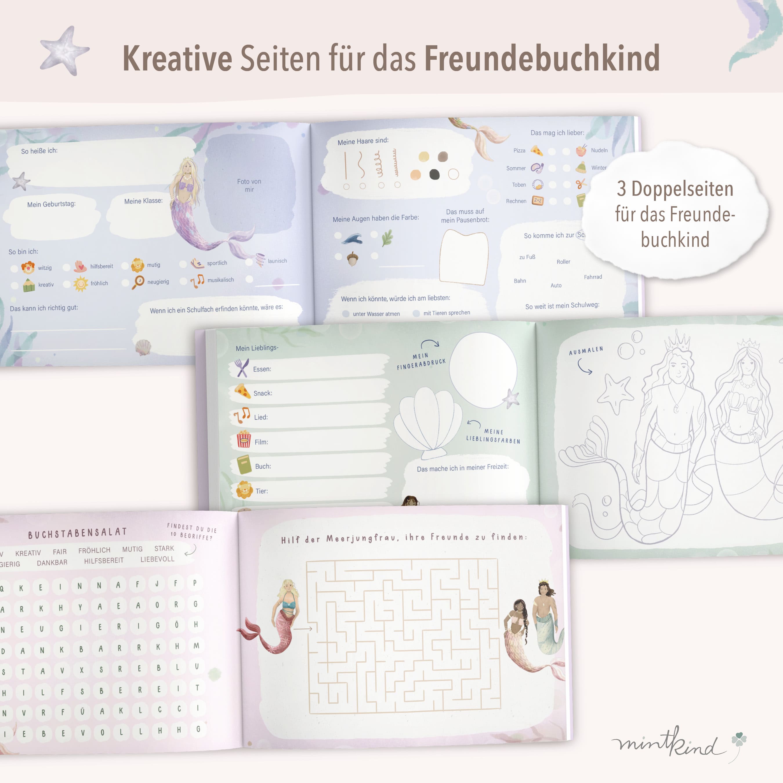 Freundschaftsbuch mit Meerjungfrauen