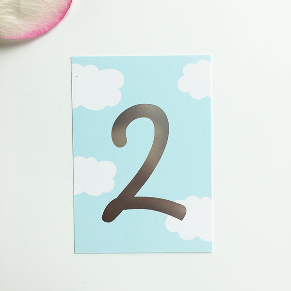 Mini-Kärtchen "2" - Silber & Pastell