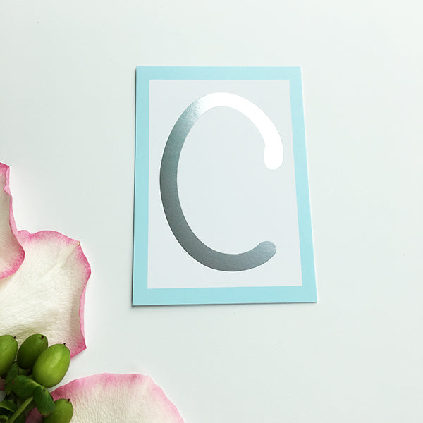 Mini-Kärtchen "C" - Silber & Pastell