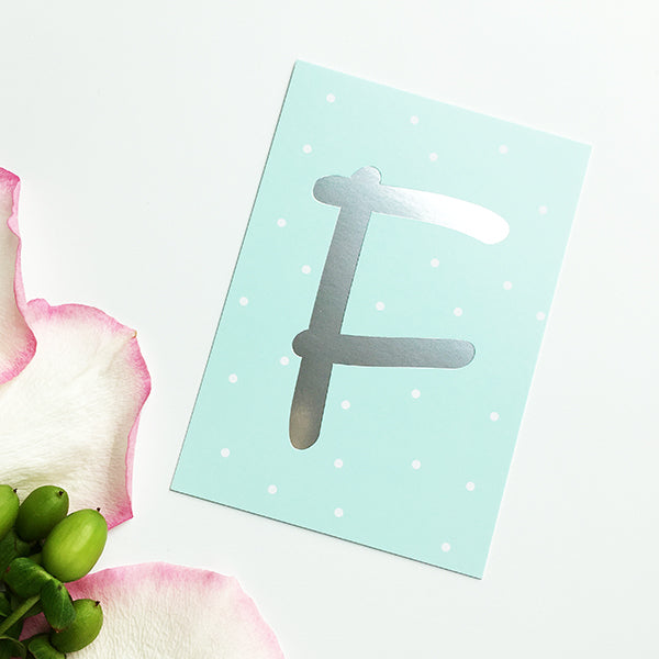 Mini-Kärtchen "F" - Silber & Pastell