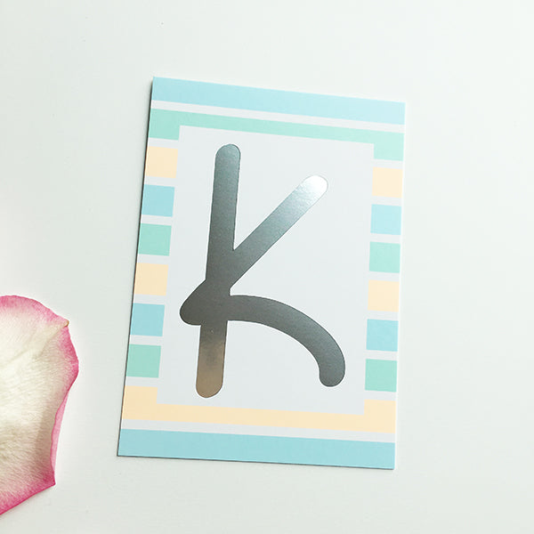 Mini-Kärtchen "K" - Silber & Pastell