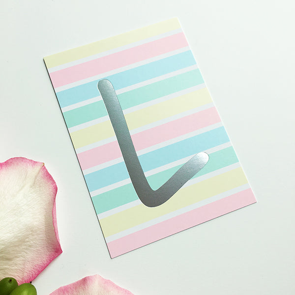 Mini-Kärtchen "L" - Silber & Pastell