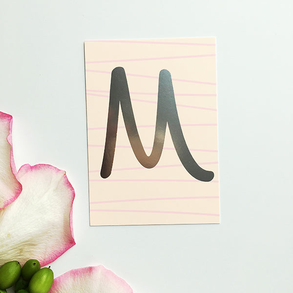 Mini-Kärtchen "M" - Silber & Pastell