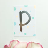 Mini-Kärtchen "P" - Silber & Pastell