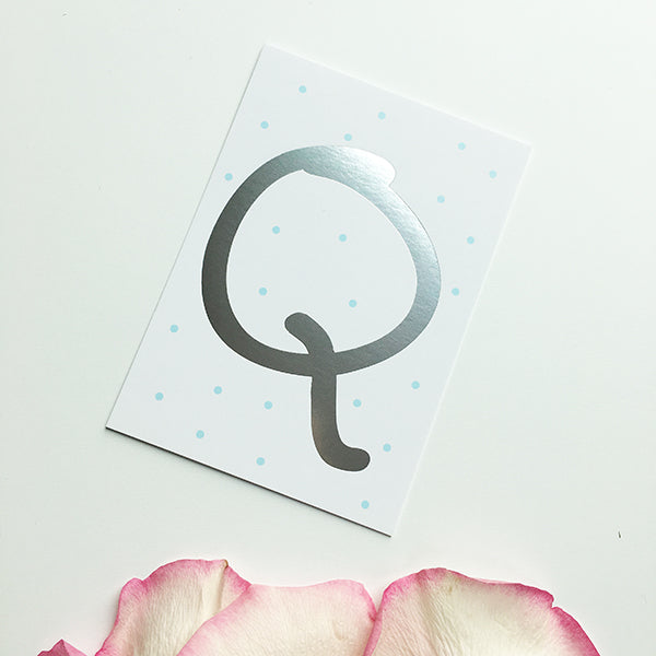 Mini-Kärtchen "Q" - Silber & Pastell