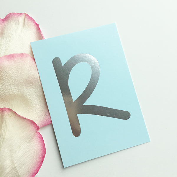 Mini-Kärtchen "R" - Silber & Pastell