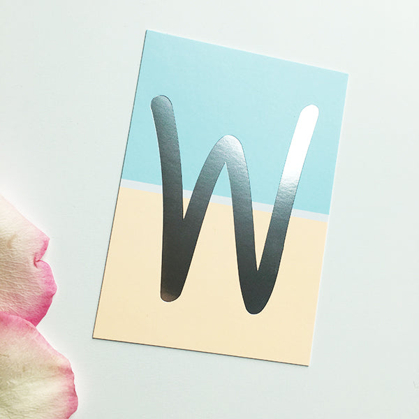 Mini-Kärtchen "W" - Silber & Pastell