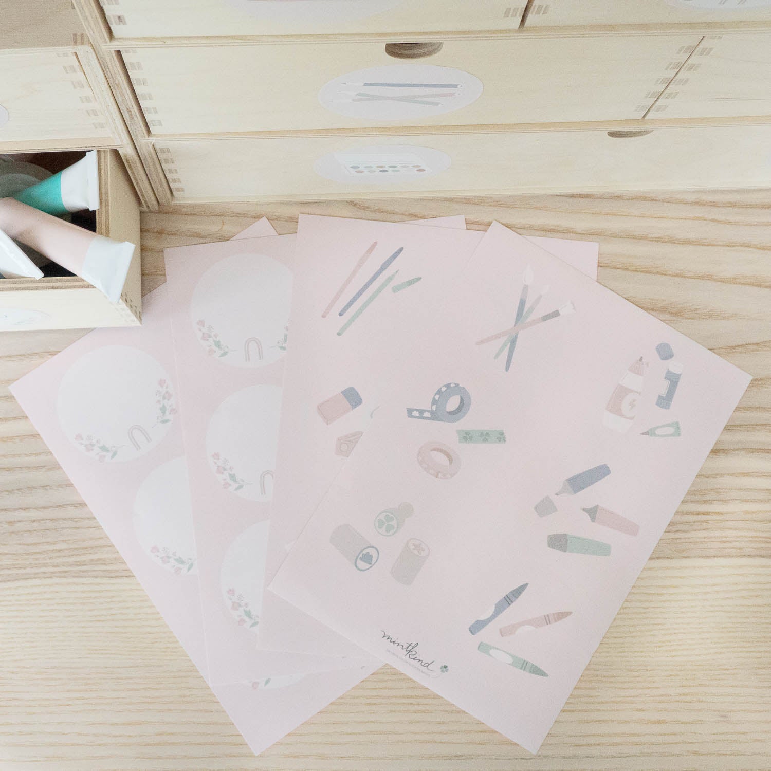 Ordnungssticker Schreibtisch - Rosa