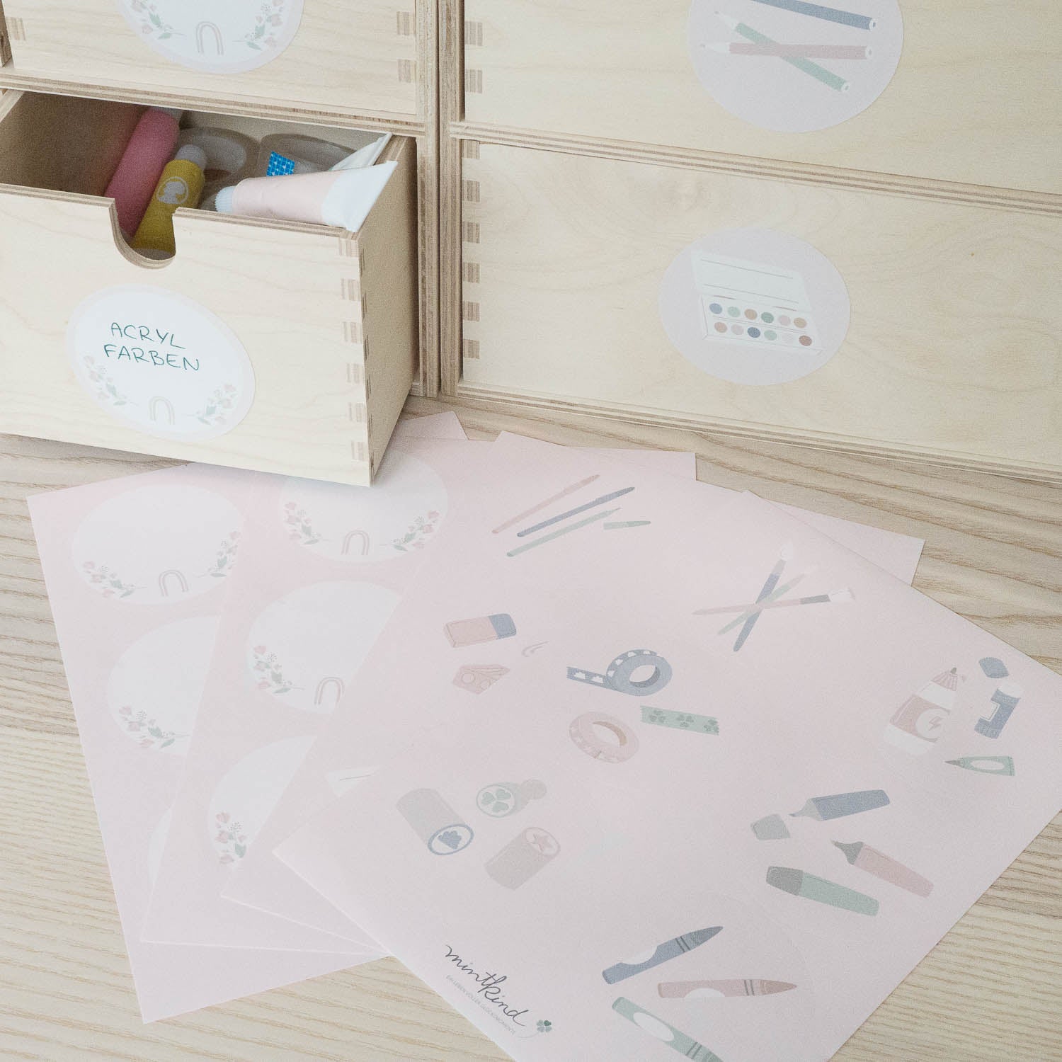 Ordnungssticker Schreibtisch - Rosa
