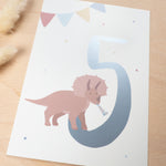Geburtstag Glückwunschkarte  "5" - Dino