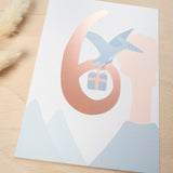 Geburtstag Glückwunschkarte  "6" - Dino