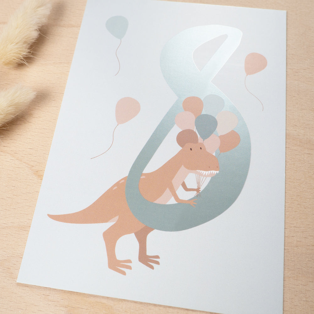 Geburtstag Glückwunschkarte  "8" - Dino