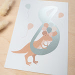 Geburtstag Glückwunschkarte  "8" - Dino