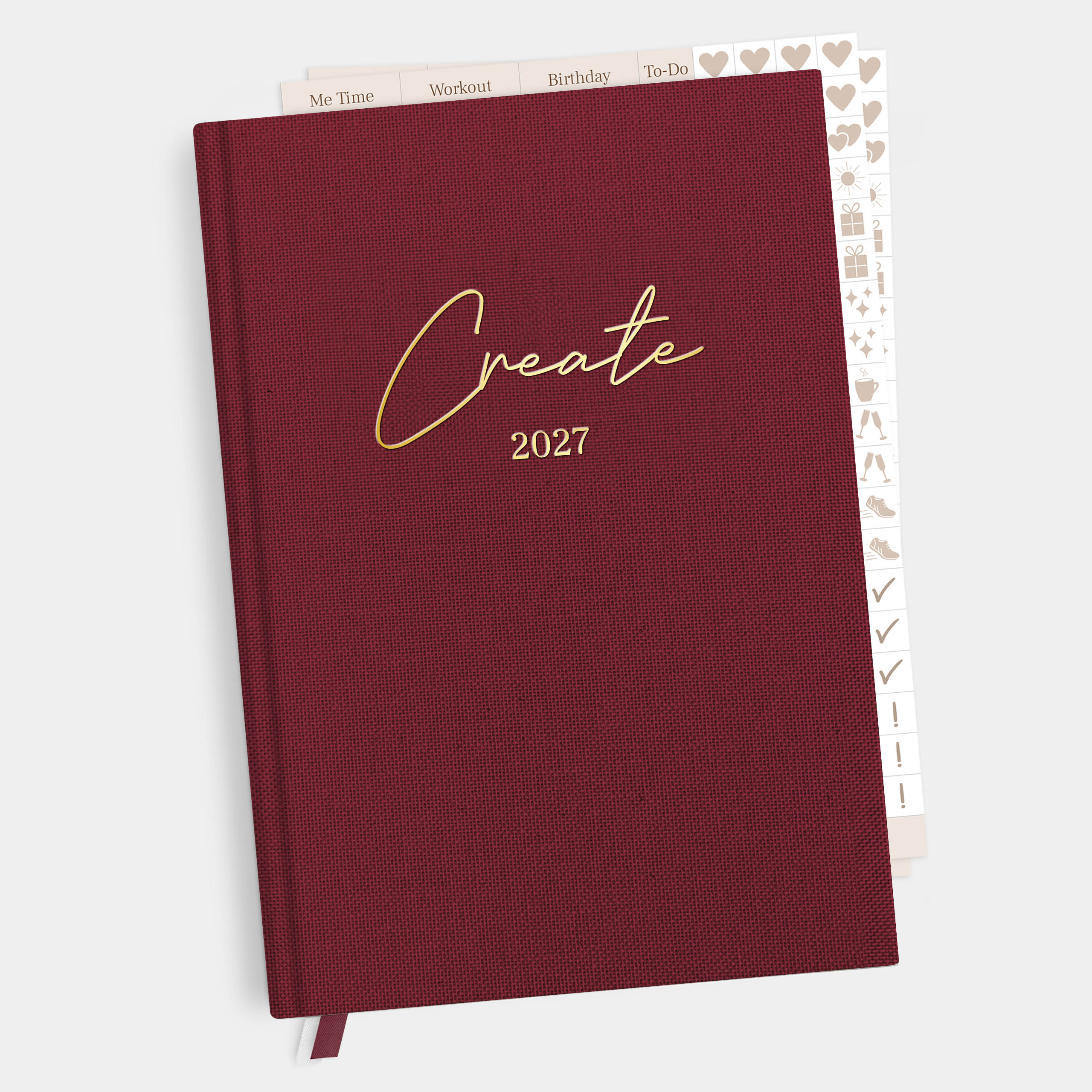 Planer Buchkalender 2027 Bordeaux Red
