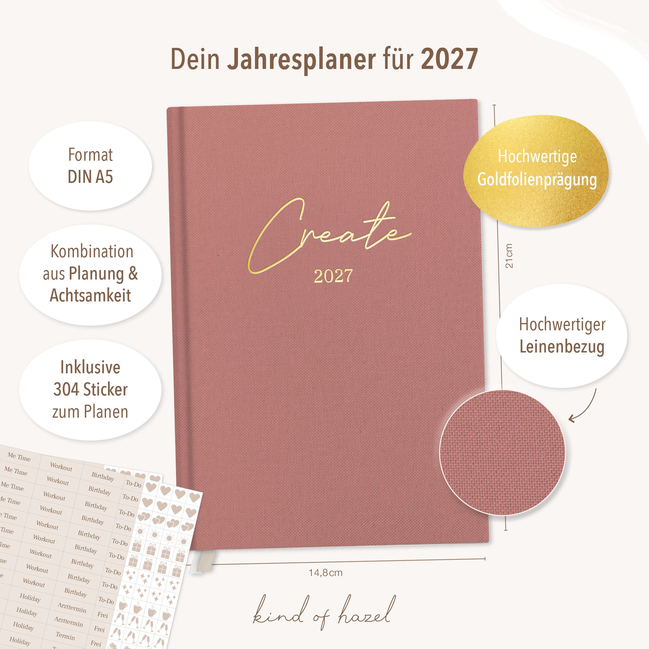 Planer Buchkalender 2027 Rose