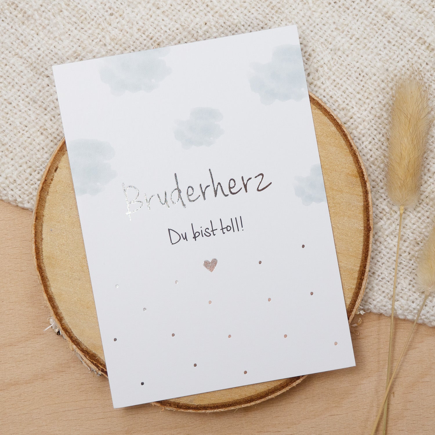 Postkarte Silber "Bruderherz"