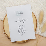 Postkarte zur Geburt Silber "Hurra, ein Junge"