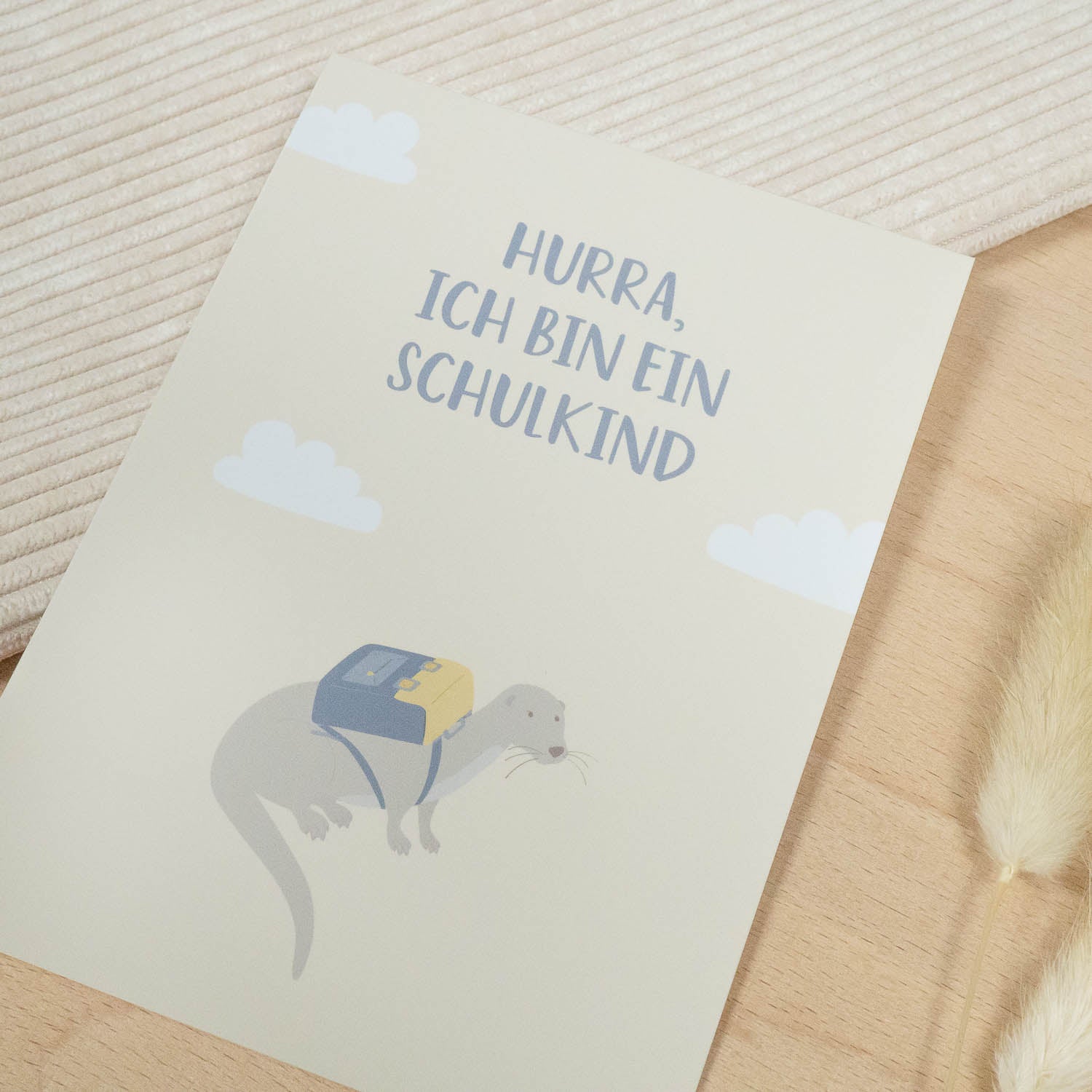 Postkarte "Hurra, ich bin ein Schulkind" Natur