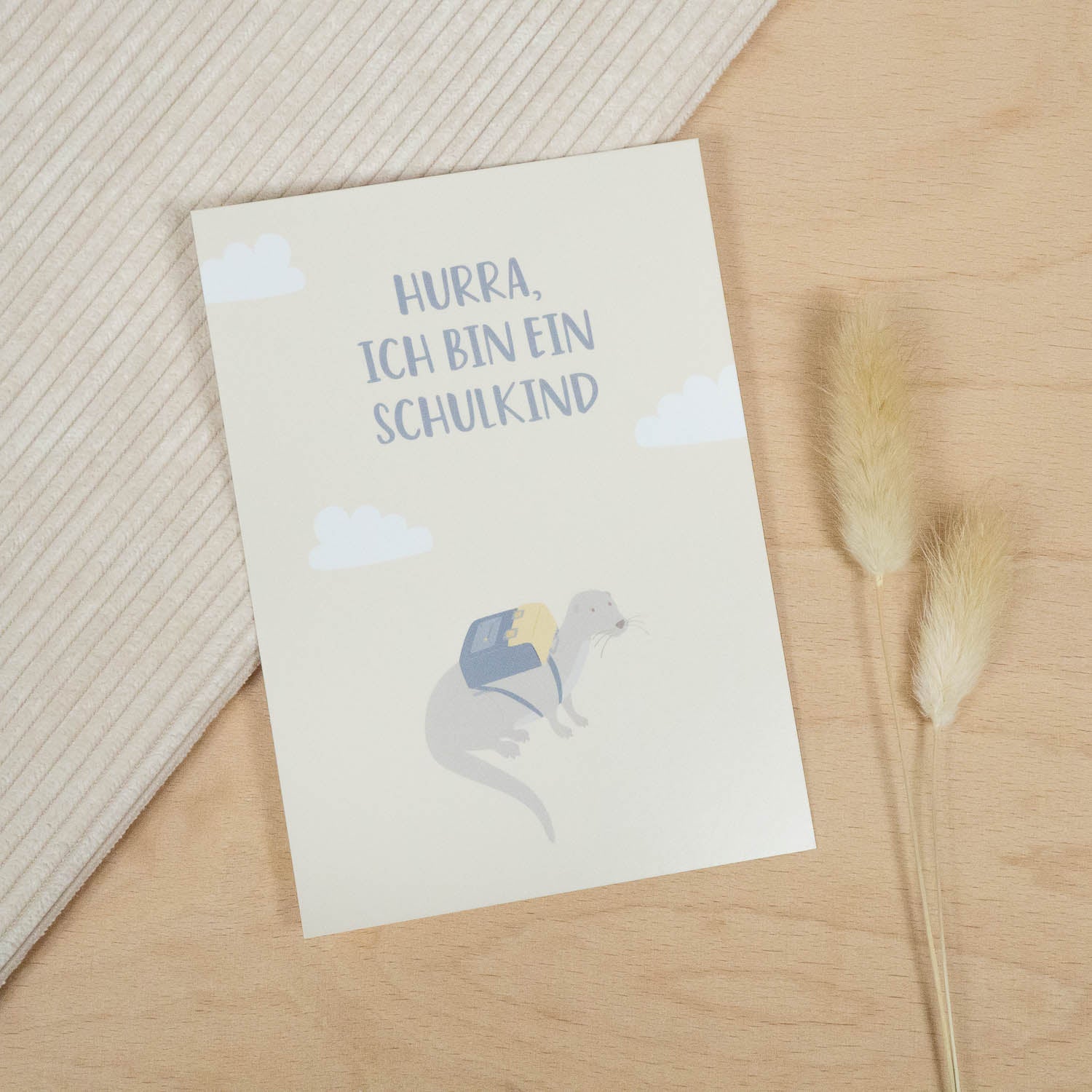 Postkarte "Hurra, ich bin ein Schulkind" Natur