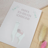 Postkarte "Hurra, ich bin ein Schulkind" Rosa