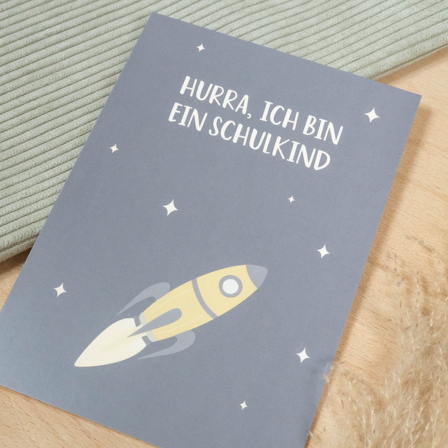 Postkarte "Hurra, ich bin ein Schulkind" Weltraum