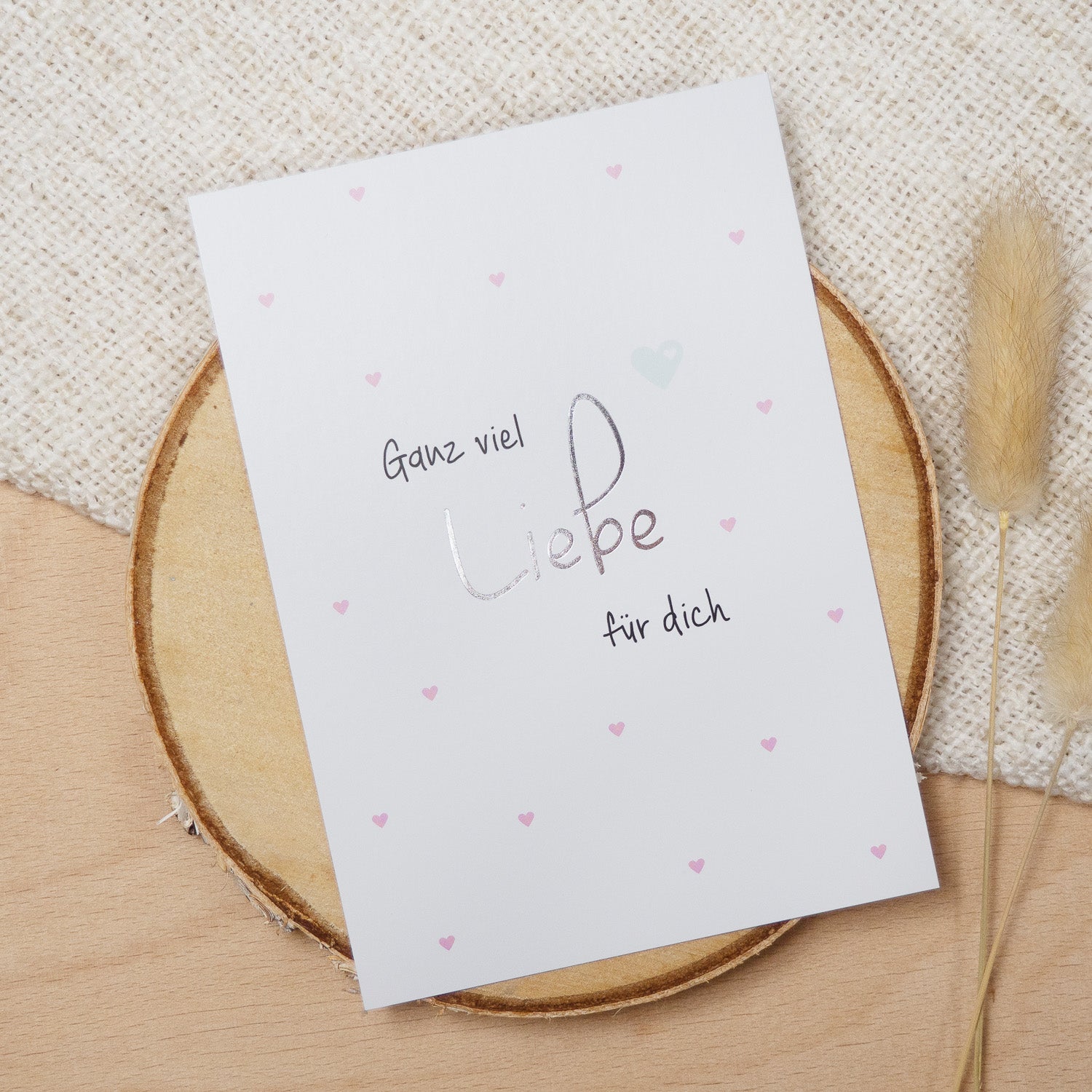 Postkarte Silber "Ganz viel Liebe für dich"
