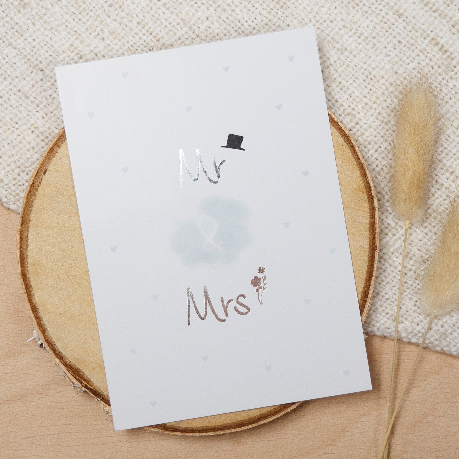 Postkarte Silber "Mr & Mrs"