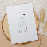 Postkarte Silber "Mr & Mrs"
