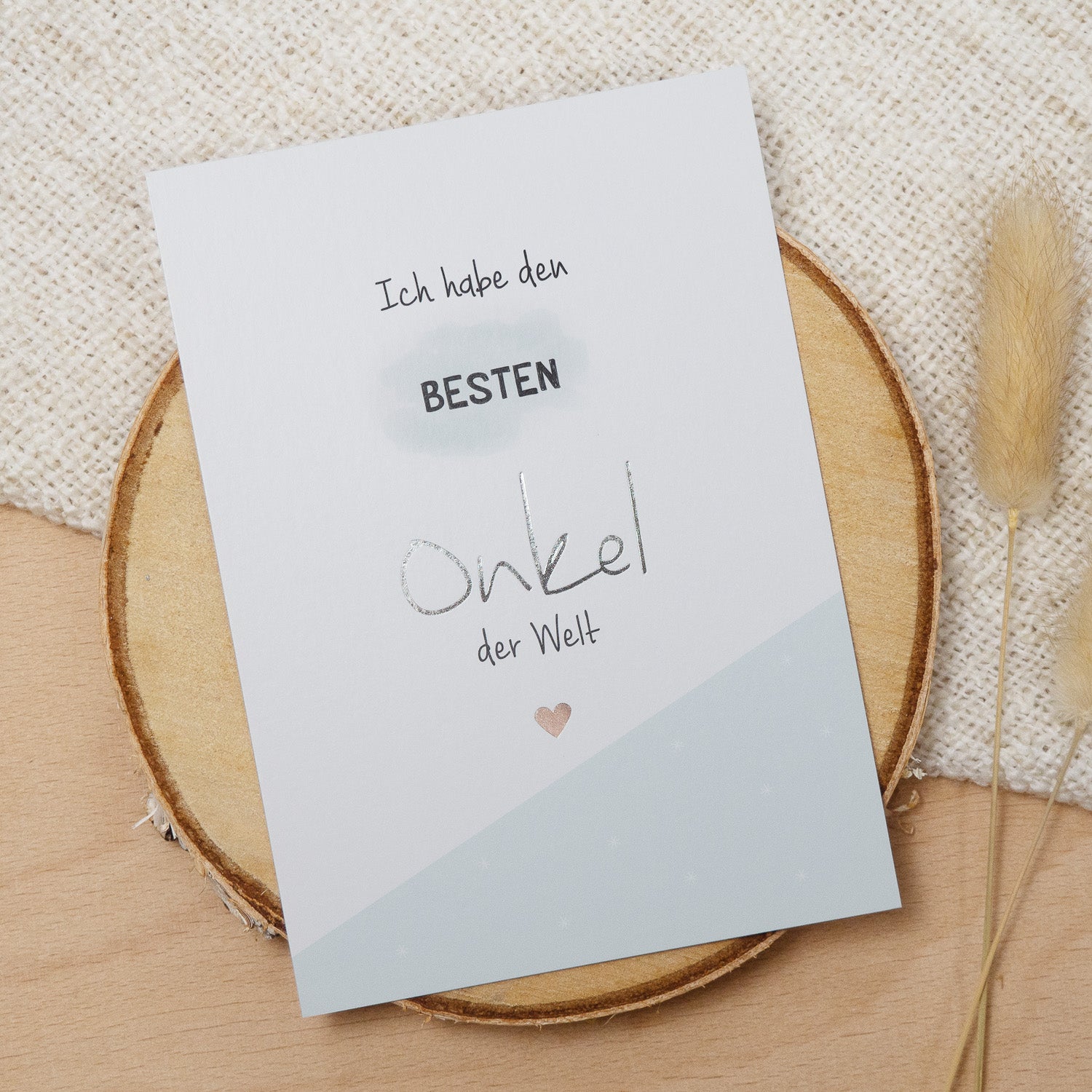 Postkarte Silber "Bester Onkel"